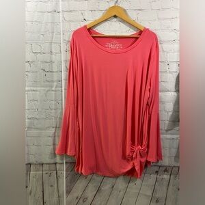 Crazy Train Womens Plus Size 2X Knot For Long Bell Sleeve Western Rodeo Tunic